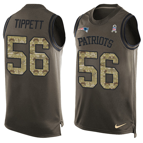 Men's Nike New England Patriots #56 Andre Tippett Limited Green Salute to Service Tank Top NFL Jersey