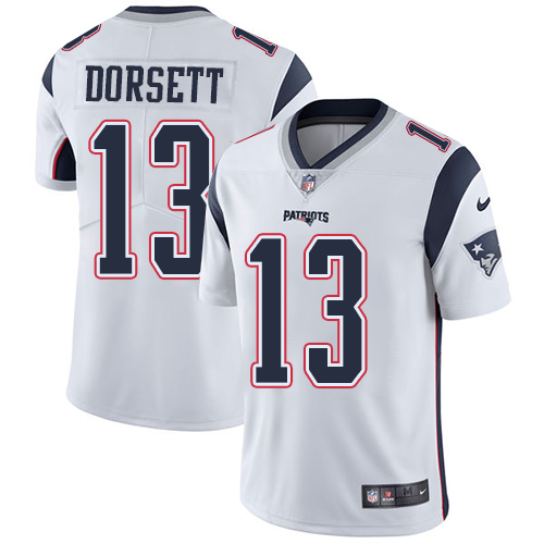 Men's Nike New England Patriots #13 Phillip Dorsett White Vapor Untouchable Limited Player NFL Jersey