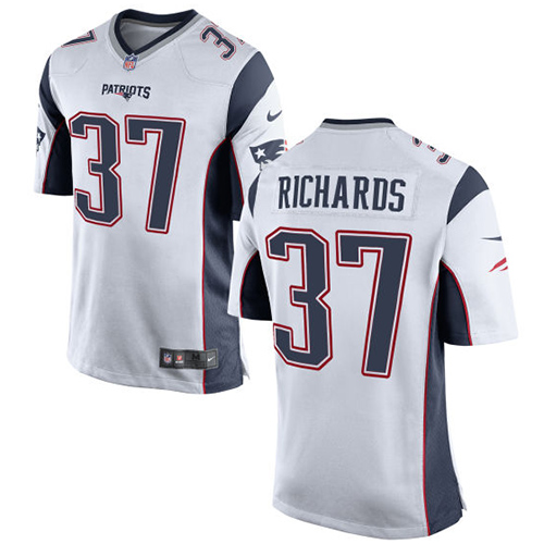 Men's Nike New England Patriots #37 Jordan Richards Game White NFL Jersey