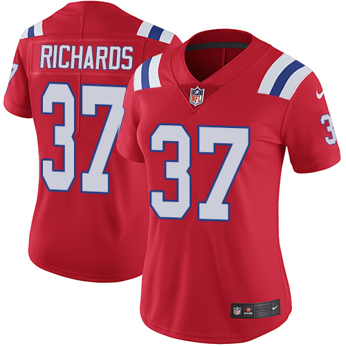 Women's Nike New England Patriots #37 Jordan Richards Red Alternate Vapor Untouchable Limited Player NFL Jersey