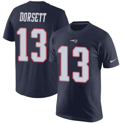 NFL Nike New England Patriots #13 Phillip Dorsett Navy Blue Rush Pride Name & Number T-Shirt