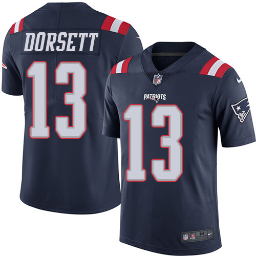 Men's Nike New England Patriots #13 Phillip Dorsett Limited Navy Blue Rush Vapor Untouchable NFL Jersey