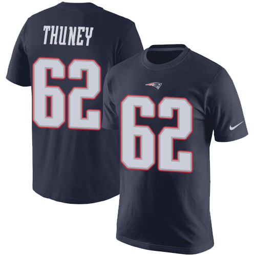 NFL Nike New England Patriots #62 Joe Thuney Navy Blue Rush Pride Name & Number T-Shirt