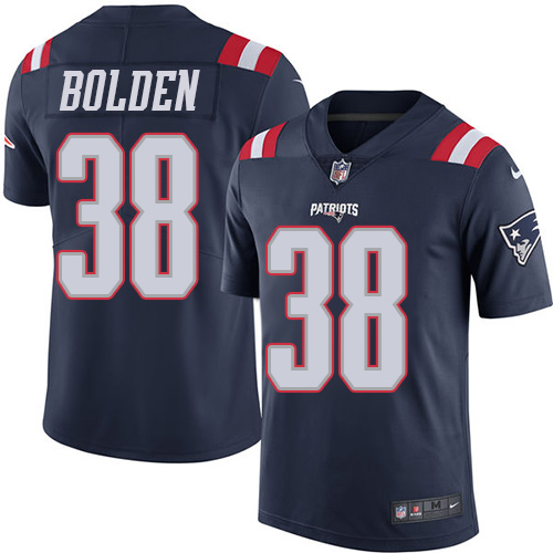 Men's Nike New England Patriots #38 Brandon Bolden Limited Navy Blue Rush Vapor Untouchable NFL Jersey