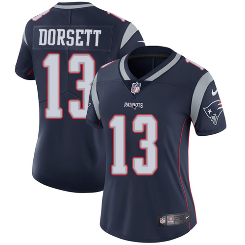 Women's Nike New England Patriots #13 Phillip Dorsett Navy Blue Team Color Vapor Untouchable Limited Player NFL Jersey