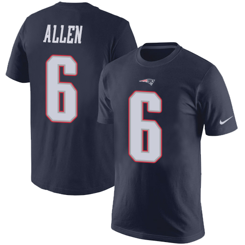NFL Nike New England Patriots #6 Ryan Allen Navy Blue Rush Pride Name & Number T-Shirt