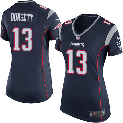 Women's Nike New England Patriots #13 Phillip Dorsett Game Navy Blue Team Color NFL Jersey