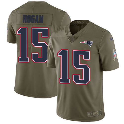 Youth Nike New England Patriots #15 Chris Hogan Limited Olive 2017 Salute to Service NFL Jersey