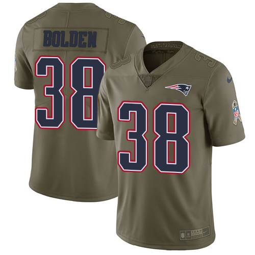 Men's Nike New England Patriots #38 Brandon Bolden Limited Olive 2017 Salute to Service NFL Jersey