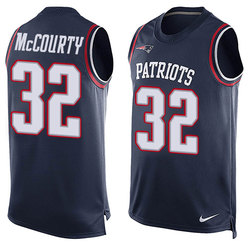 Men's Nike New England Patriots #32 Devin McCourty Limited Navy Blue Player Name & Number Tank Top NFL Jersey