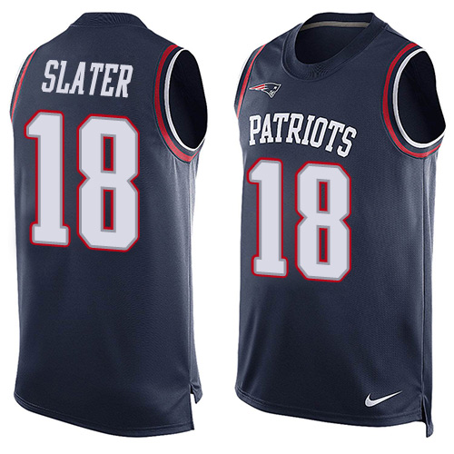Men's Nike New England Patriots #18 Matthew Slater Limited Navy Blue Player Name & Number Tank Top NFL Jersey