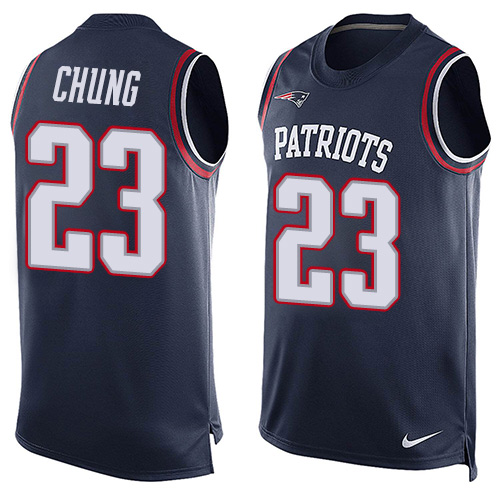 Men's Nike New England Patriots #23 Patrick Chung Limited Navy Blue Player Name & Number Tank Top NFL Jersey