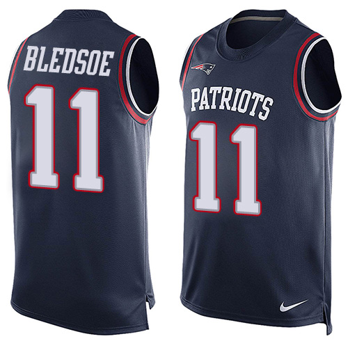 Men's Nike New England Patriots #11 Drew Bledsoe Limited Navy Blue Player Name & Number Tank Top NFL Jersey