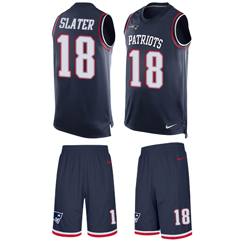 Men's Nike New England Patriots #18 Matthew Slater Limited Navy Blue Tank Top Suit NFL Jersey