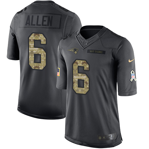 Men's Nike New England Patriots #6 Ryan Allen Limited Black 2016 Salute to Service NFL Jersey
