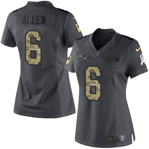 Women's Nike New England Patriots #6 Ryan Allen Limited Black 2016 Salute to Service NFL Jersey