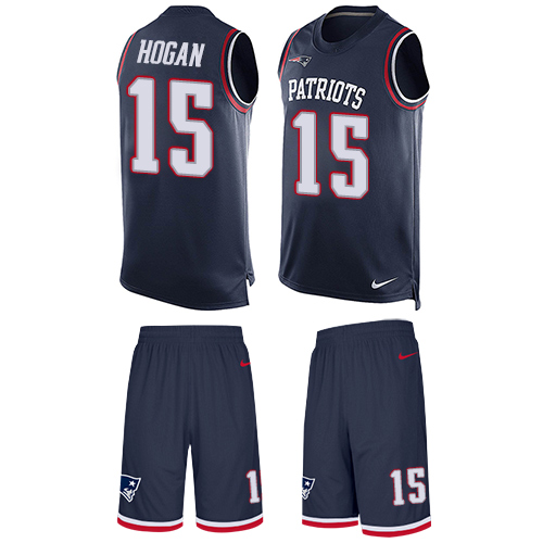 Men's Nike New England Patriots #15 Chris Hogan Limited Navy Blue Tank Top Suit NFL Jersey