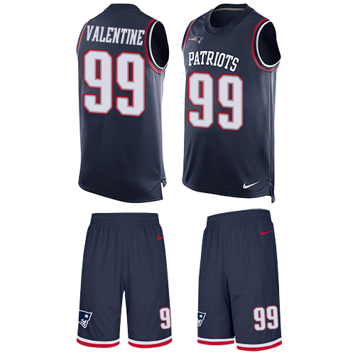 Men's Nike New England Patriots #99 Vincent Valentine Limited Navy Blue Tank Top Suit NFL Jersey