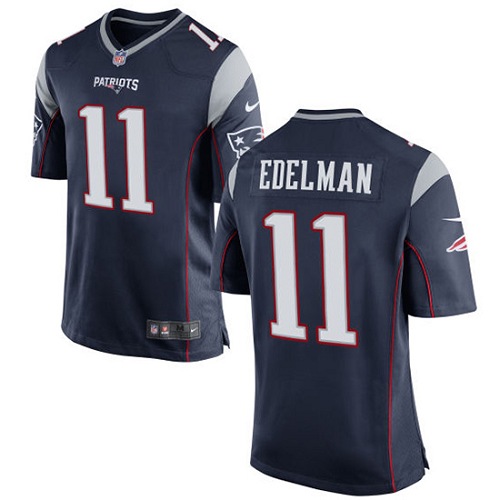 Men's Nike New England Patriots #11 Julian Edelman Game Navy Blue Team Color NFL Jersey