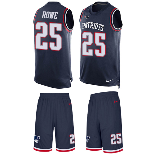 Men's Nike New England Patriots #25 Eric Rowe Limited Navy Blue Tank Top Suit NFL Jersey
