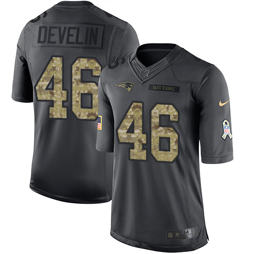 Men's Nike New England Patriots #46 James Develin Limited Black 2016 Salute to Service NFL Jersey