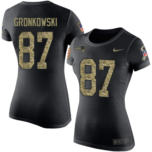 NFL Women's Nike New England Patriots #87 Rob Gronkowski Black Camo Salute to Service T-Shirt