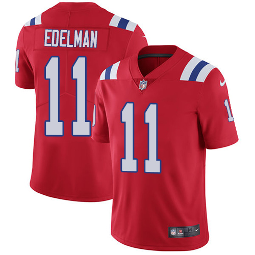 Men's Nike New England Patriots #11 Julian Edelman Red Alternate Vapor Untouchable Limited Player NFL Jersey