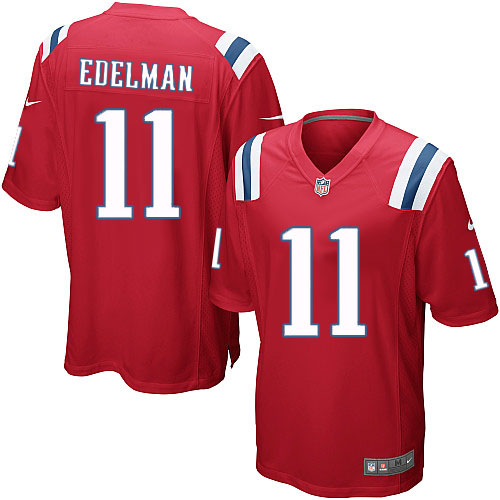 Men's Nike New England Patriots #11 Julian Edelman Game Red Alternate NFL Jersey