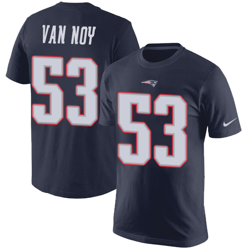 NFL Nike New England Patriots #53 Kyle Van Noy Navy Blue Rush Pride Name & Number T-Shirt