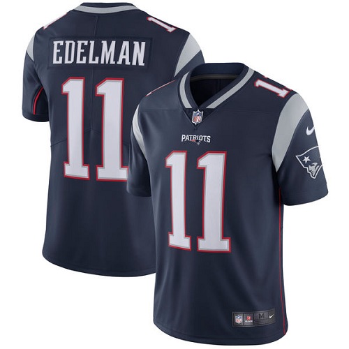 Youth Nike New England Patriots #11 Julian Edelman Navy Blue Team Color Vapor Untouchable Limited Player NFL Jersey
