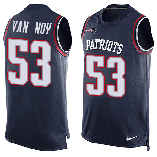 Men's Nike New England Patriots #53 Kyle Van Noy Limited Navy Blue Player Name & Number Tank Top NFL Jersey