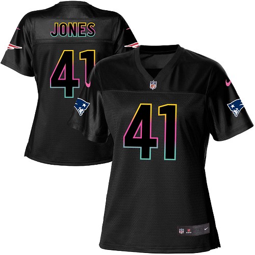 Women's Nike New England Patriots #41 Cyrus Jones Game Black Fashion NFL Jersey