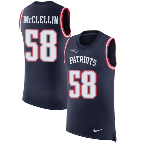 Men's Nike New England Patriots #58 Shea McClellin Navy Blue Rush Player Name & Number Tank Top NFL Jersey
