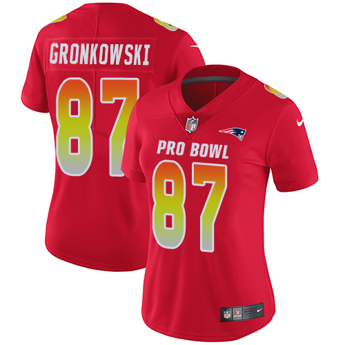 Women's Nike New England Patriots #87 Rob Gronkowski Limited Red 2018 Pro Bowl NFL Jersey