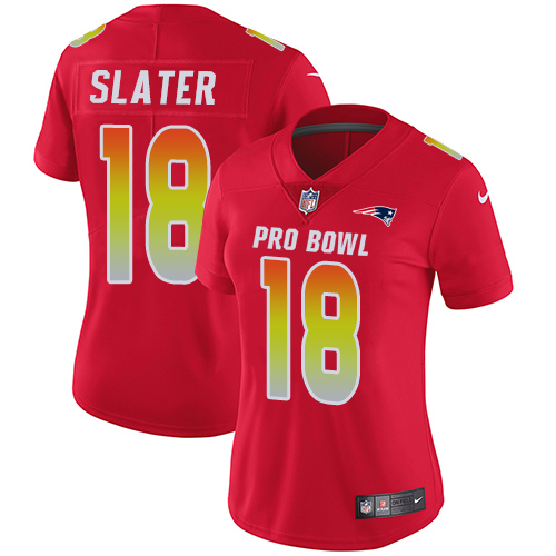 Women's Nike New England Patriots #18 Matthew Slater Limited Red 2018 Pro Bowl NFL Jersey