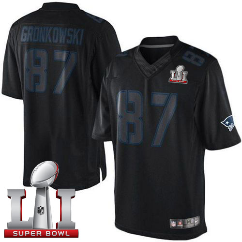 Men's Nike New England Patriots #87 Rob Gronkowski Limited Black Impact Super Bowl LI 51 NFL Jersey