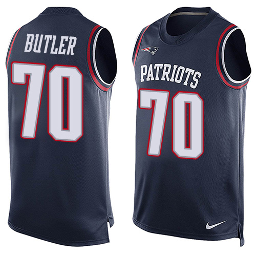 Men's Nike New England Patriots #70 Adam Butler Limited Navy Blue Player Name & Number Tank Top NFL Jersey