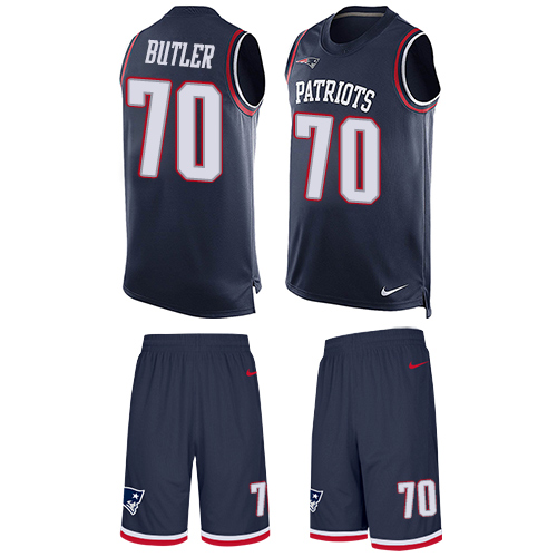 Men's Nike New England Patriots #70 Adam Butler Limited Navy Blue Tank Top Suit NFL Jersey