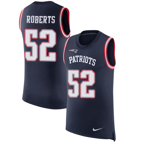Men's Nike New England Patriots #52 Elandon Roberts Navy Blue Rush Player Name & Number Tank Top NFL Jersey