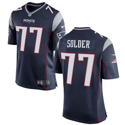 Men's Nike New England Patriots #77 Nate Solder Game Navy Blue Team Color NFL Jersey