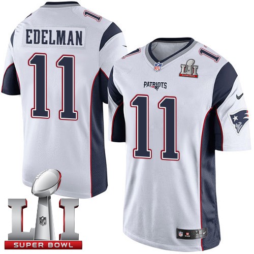 Men's Nike New England Patriots #11 Julian Edelman White Super Bowl LI 51 Vapor Untouchable Limited Player NFL Jersey