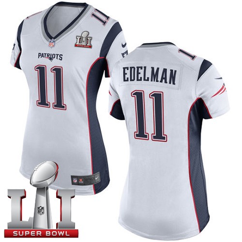 Women's Nike New England Patriots #11 Julian Edelman Elite White Super Bowl LI 51 NFL Jersey