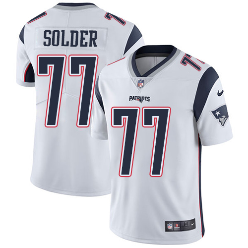 Men's Nike New England Patriots #77 Nate Solder White Vapor Untouchable Limited Player NFL Jersey