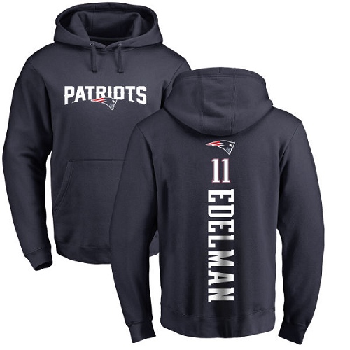 NFL Nike New England Patriots #11 Julian Edelman Navy Blue Backer Pullover Hoodie