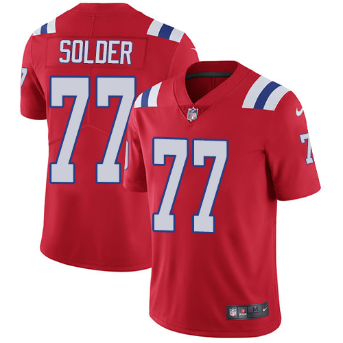 Men's Nike New England Patriots #77 Nate Solder Red Alternate Vapor Untouchable Limited Player NFL Jersey
