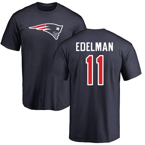 NFL Nike New England Patriots #11 Julian Edelman Navy Blue Name & Number Logo T-Shirt