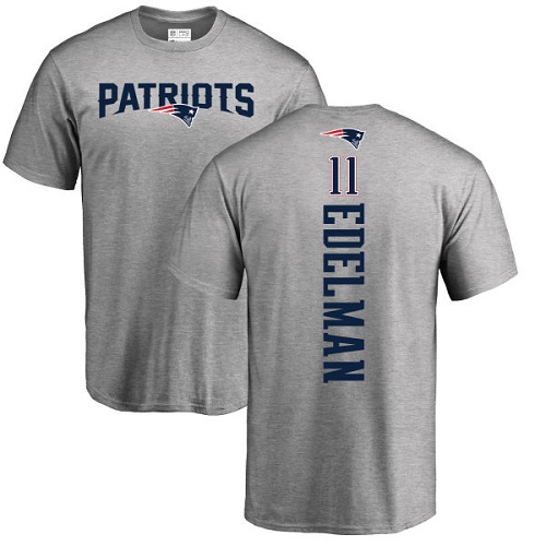 NFL Nike New England Patriots #11 Julian Edelman Ash Backer T-Shirt