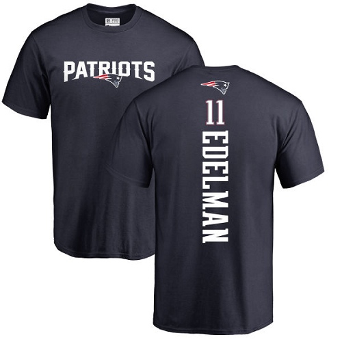 NFL Nike New England Patriots #11 Julian Edelman Navy Blue Backer T-Shirt