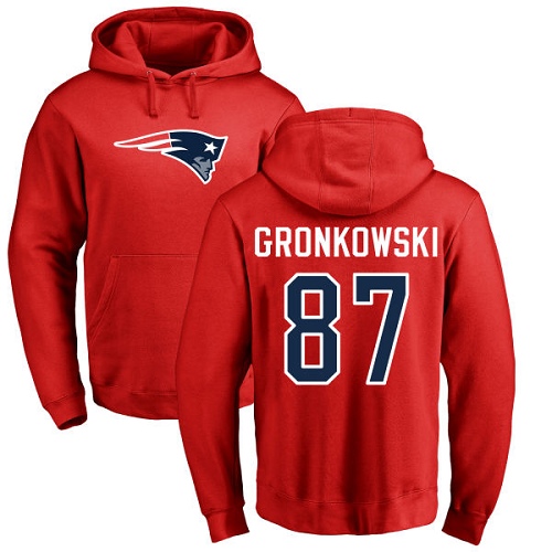 NFL Nike New England Patriots #87 Rob Gronkowski Red Name & Number Logo Pullover Hoodie