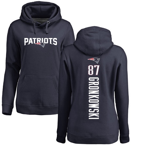NFL Women's Nike New England Patriots #87 Rob Gronkowski Navy Blue Backer Pullover Hoodie